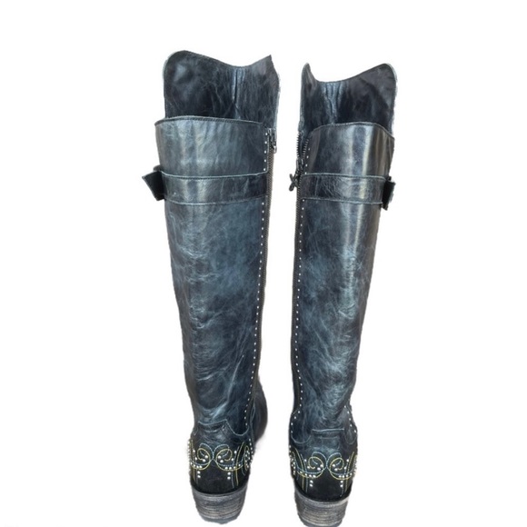 LANE Knee High Black Embroidered
Studded Boots - Picture 3 of 11